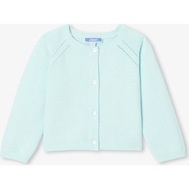 Baby Girl Cardigan In Garter Stitch Aqua - Cardigans - 1