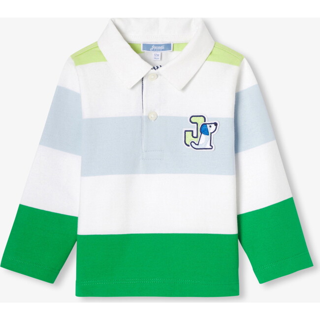 Baby Boy Long/Sleeve Polo Shirt White/Green - Polo Shirts - 1