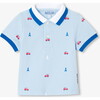 Baby Boy Eiffel Tower Polo Shirt, Light Blue - Polo Shirts - 1 - thumbnail