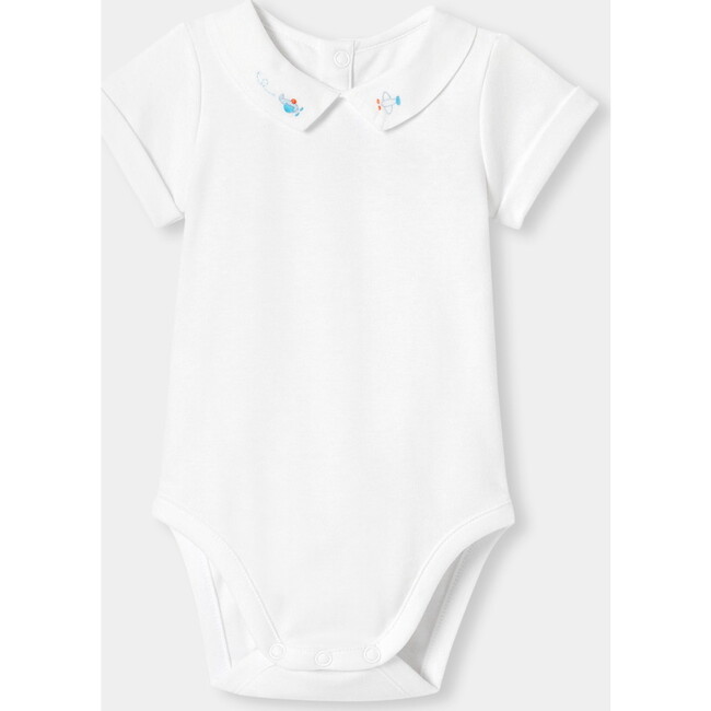 Baby Boy Bodysuit In Interlock White - Onesies - 1
