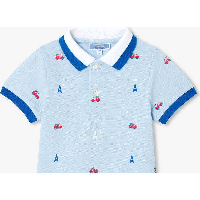 Baby Boy Eiffel Tower Polo Shirt, Light Blue - Polo Shirts - 3