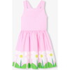 Girl Cross/Over Back Dress White/Pink - Dresses - 1 - thumbnail