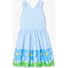 Girl Cross/Over Back Dress White/Blue - Dresses - 1 - thumbnail