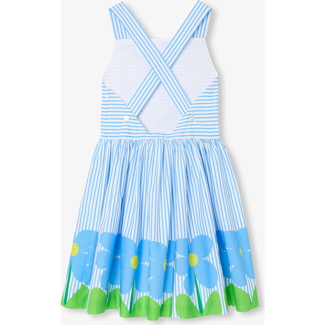Girl Cross/Over Back Dress White/Blue - Dresses - 2