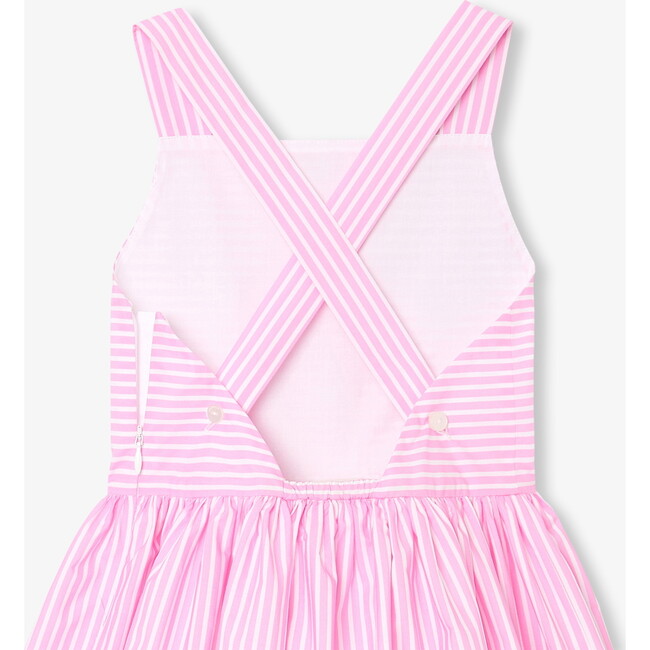 Girl Cross/Over Back Dress White/Pink - Dresses - 4