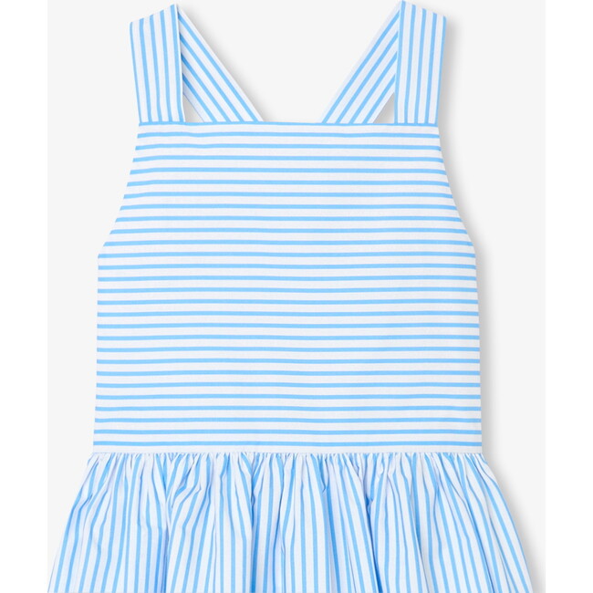 Girl Cross/Over Back Dress White/Blue - Dresses - 3