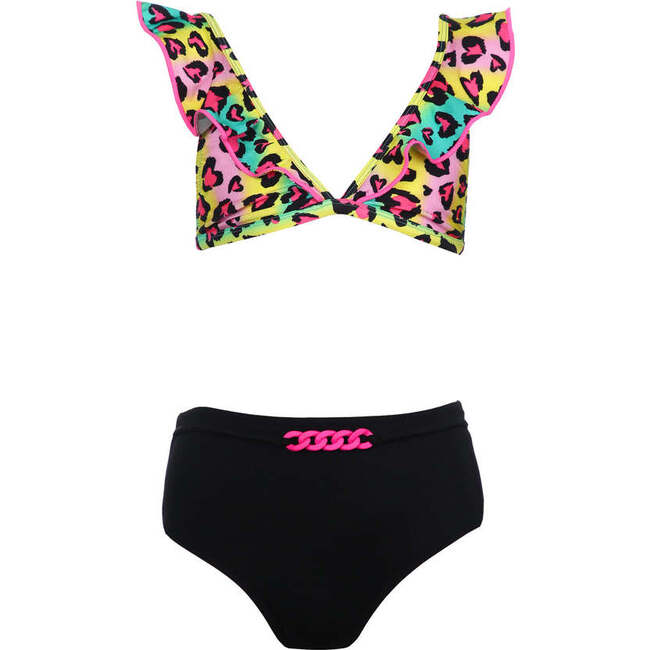 Verona Animal Print Sleeveless Two-Piece Bikini, Black & Multicolors