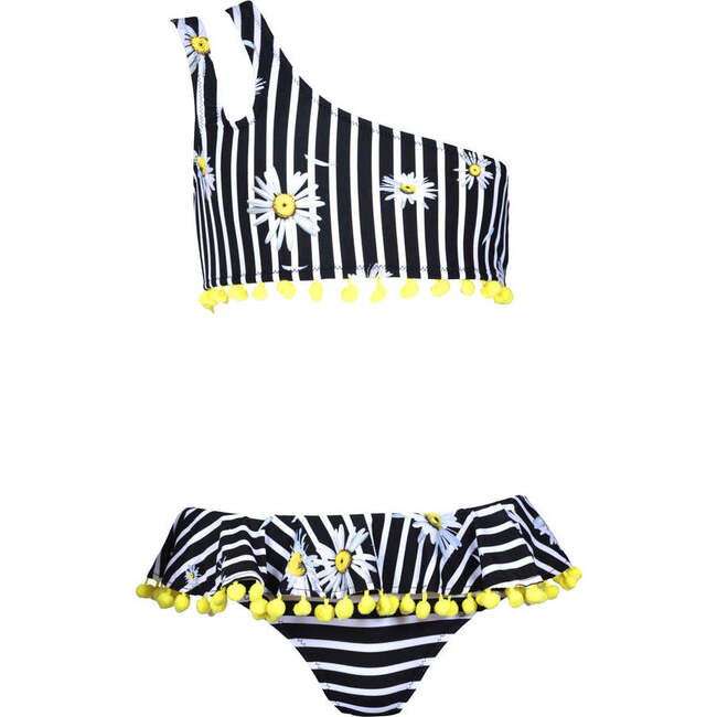 Ivory Sleeveless Two-Piece Bikini, Black