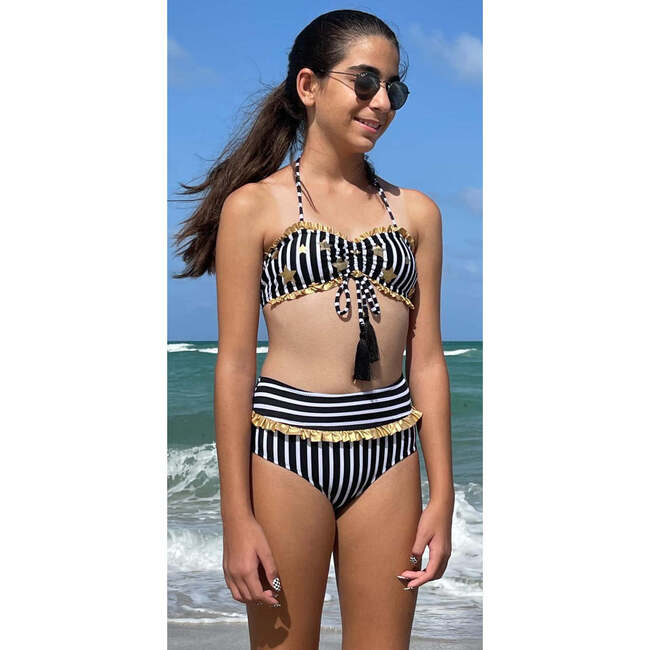 Crystal Sleeveless Two-Piece Bikini, Black