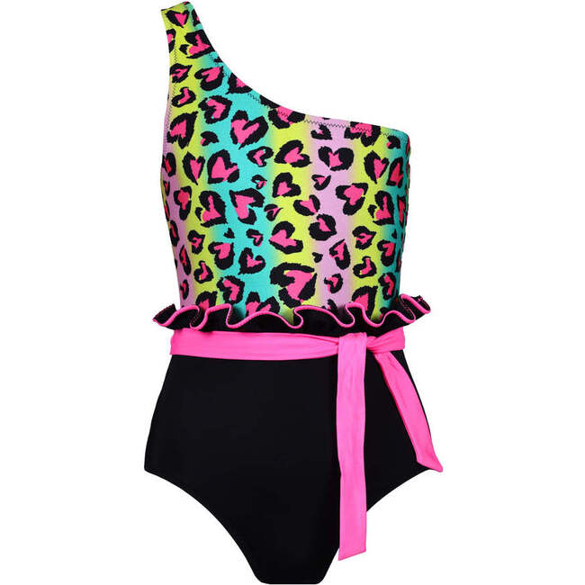 Clara One-Shoulder One-Piece Swimsuit, Multicolors