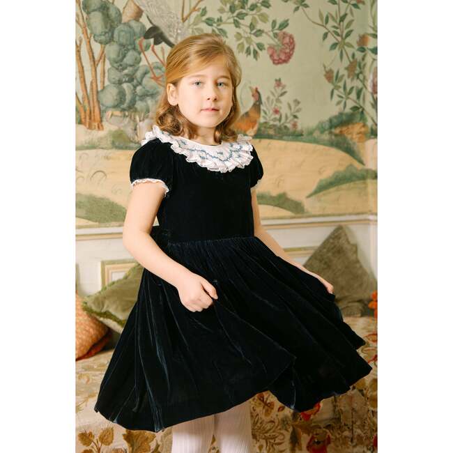Celestine Navy Velvet Smocked Dress - Dresses - 2