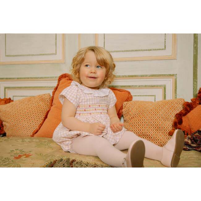 Zita Yellow Tartan Smocked Bubble - Rompers - 4