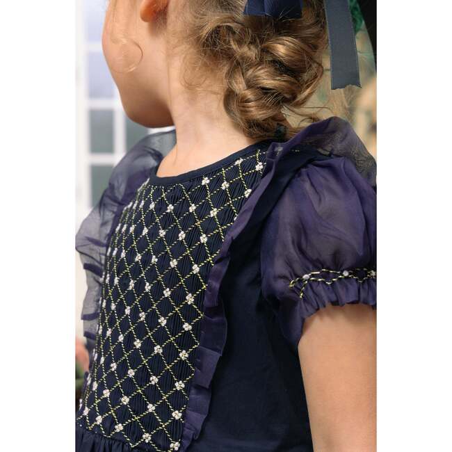 Camelia Navy Cotton Smocked Dress - Dresses - 4