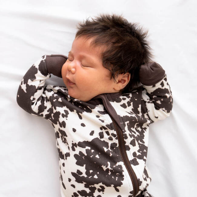Baby Bamboo Pajamas W/ DreamCuffs®, Cow - Footie Pajamas - 3
