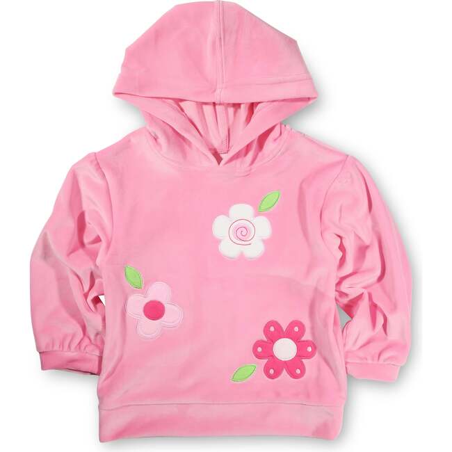Velour Hoodie With Flowers