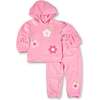 Velour Hoodie With Flowers - Sweatshirts - 3