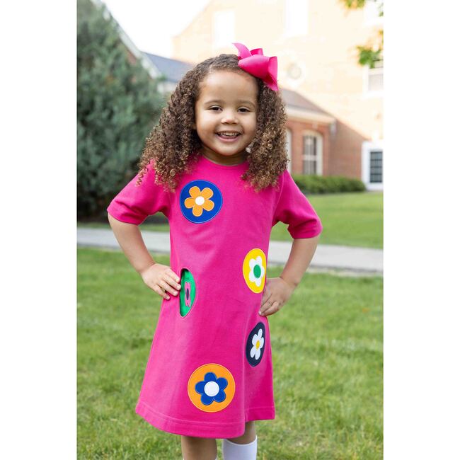 Pique Knit Dress With Flower Dots - Dresses - 2