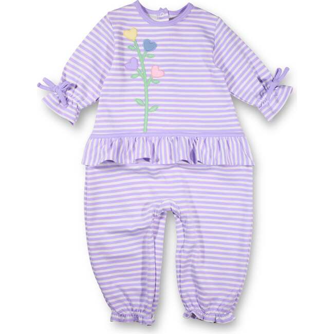 Stripe Knit Longall With Heart Flowers