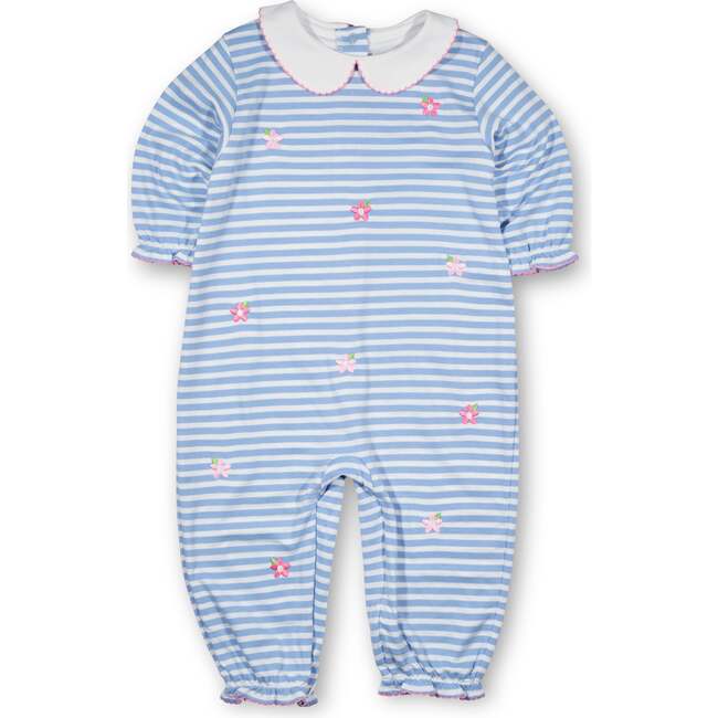 Stripe Knit Longall With Embroidered Flowers