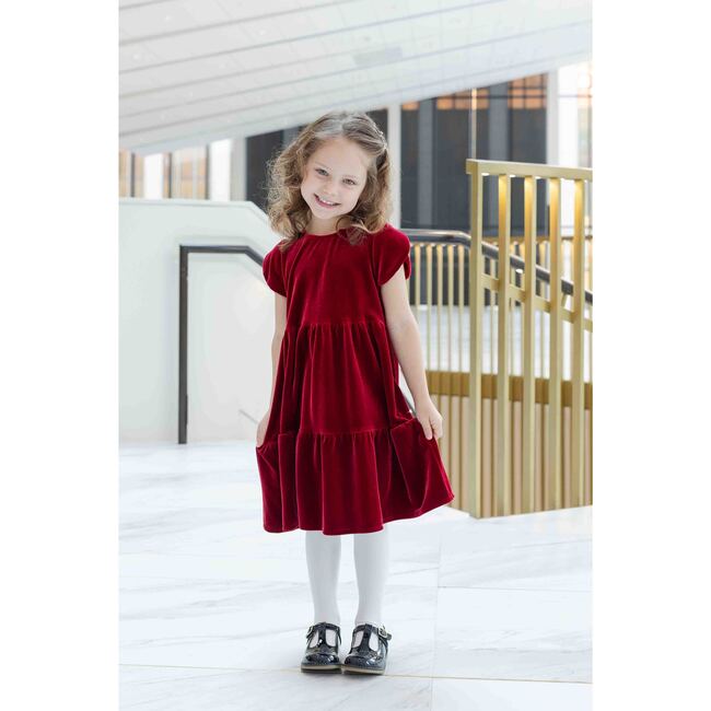 Stretch Velvet Dress With Tulip Sleeves - Dresses - 2