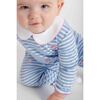 Stripe Knit Longall With Embroidered Flowers - Rompers - 2