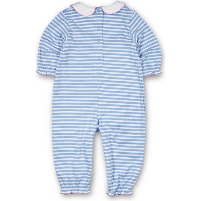 Stripe Knit Longall With Embroidered Flowers - Rompers - 3