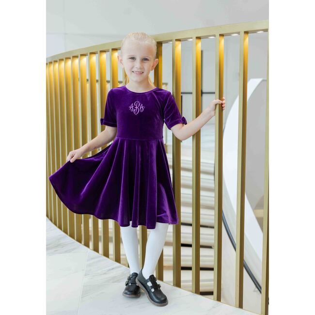 Stretch Velvet Dress With Sleeve Bows - Dresses - 2