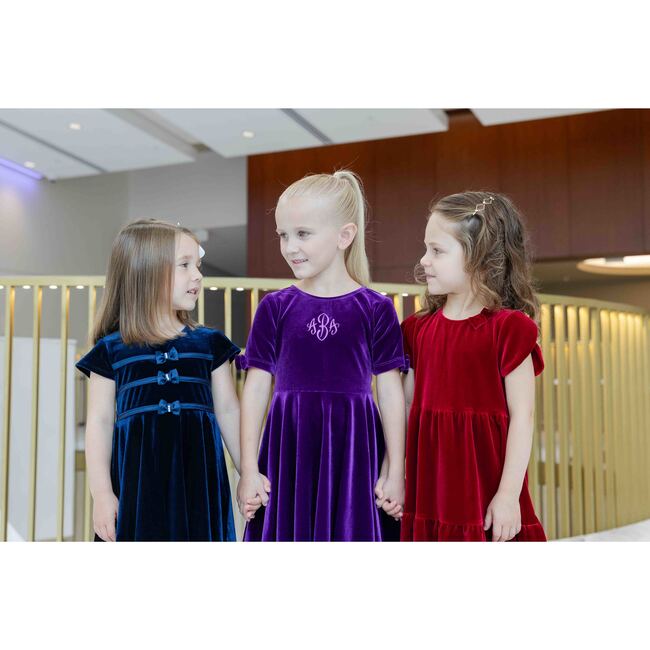 Stretch Velvet Dress With Sleeve Bows - Dresses - 3