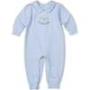 Stripe Knit Longall With Rocking Horse, Blue/White - Rompers - 1 - thumbnail