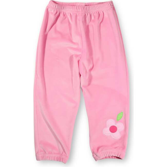 Velour Jogger Pants With Flower