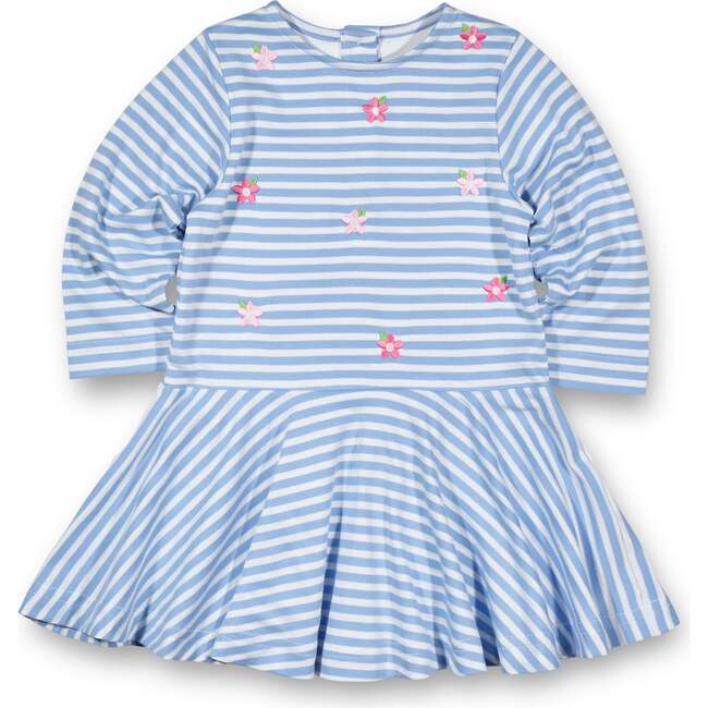 Stripe Knit Dress With Embroidered Flowers