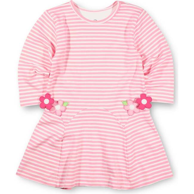 Stripe Knit Dress With Flowers