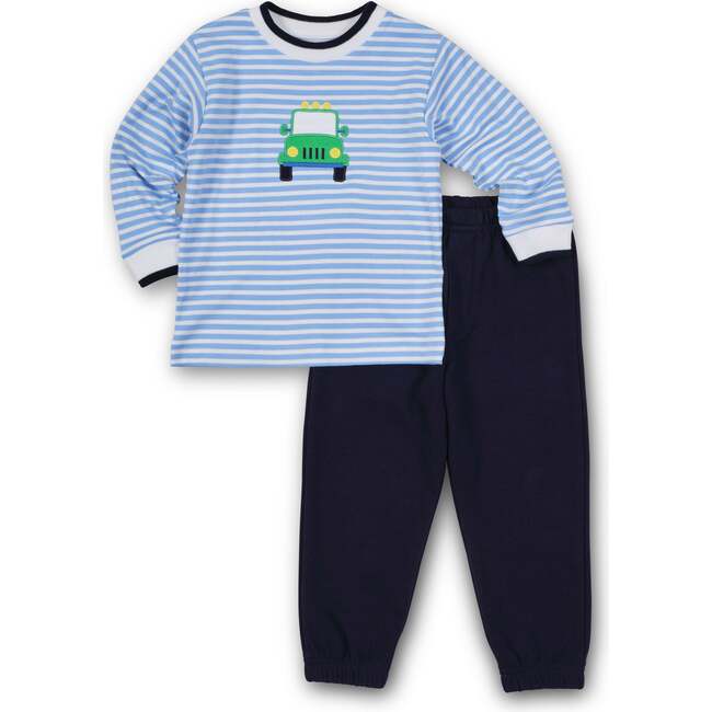 Stripe Knit Shirt With Safari Jeep - Shirts - 3