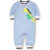 Stripe Knit Longall With Giraffe & Monkey - Rompers - 1 - thumbnail