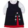 Corduroy Jumper With Flowers - Dresses - 2