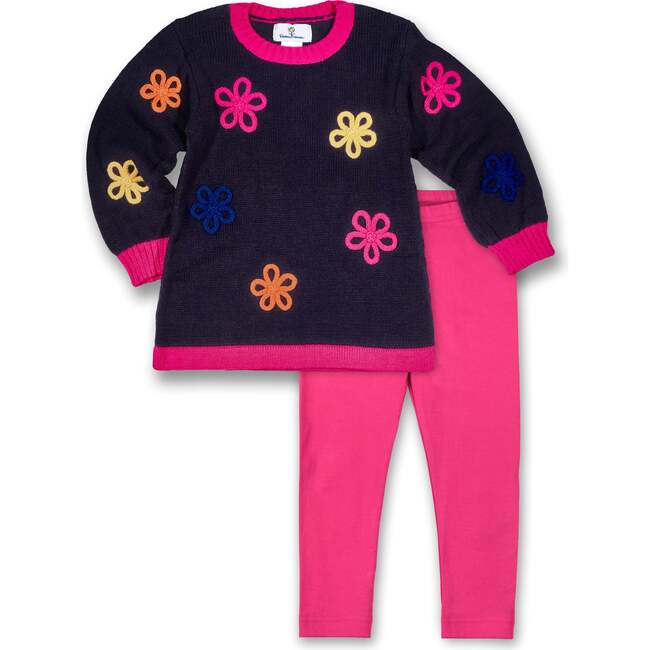 Sweater Tunic With Flowers And Leggings