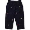 Corduroy Fake Fly Pants With Allover Embroidery - Pants - 1 - thumbnail