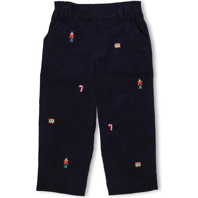 Corduroy Fake Fly Pants With Allover Embroidery - Pants - 2