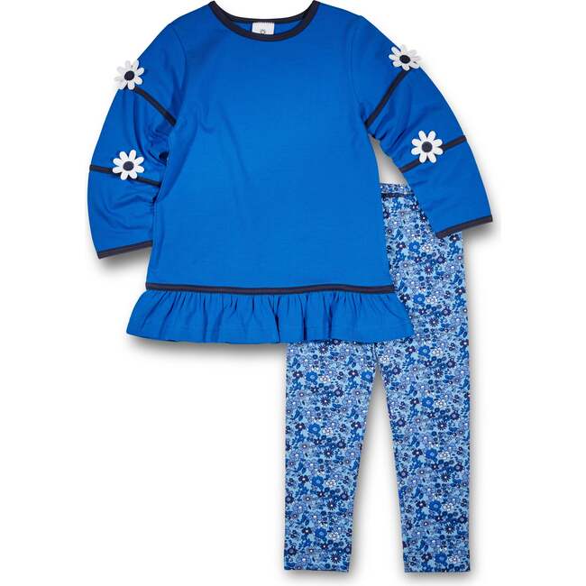 Knit Tunic With Flowers And Floral Leggings