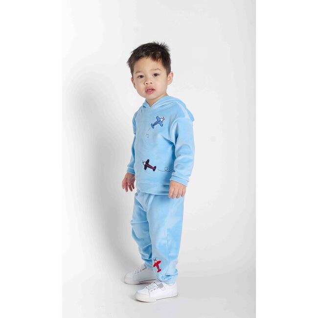 Velour Hoodie With Airplanes - Sweatshirts - 2