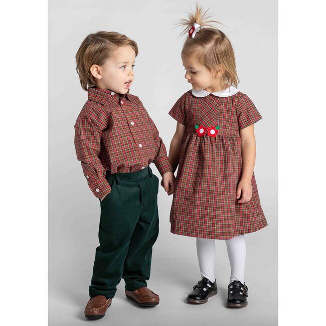 Plaid Dress With Flowers - Dresses - 4