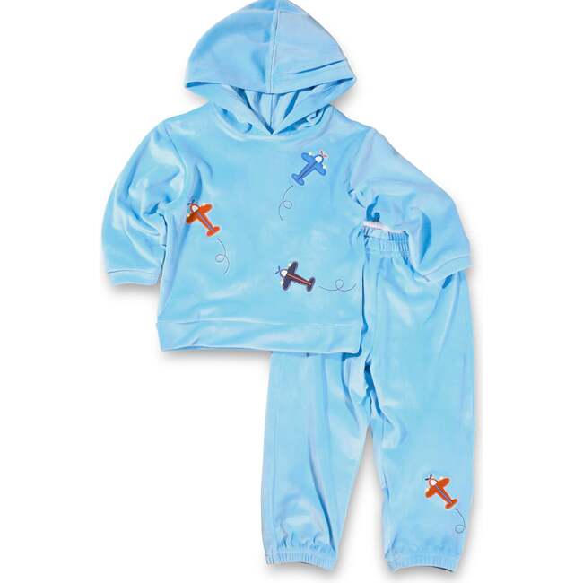 Velour Hoodie With Airplanes - Sweatshirts - 3