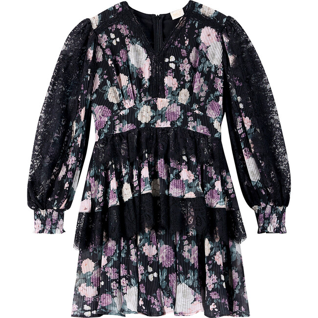 Starlet Sleeve Mini Dress, Black/Floral