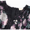 Starlet Sleeve Mini Dress, Black/Floral - Dresses - 3