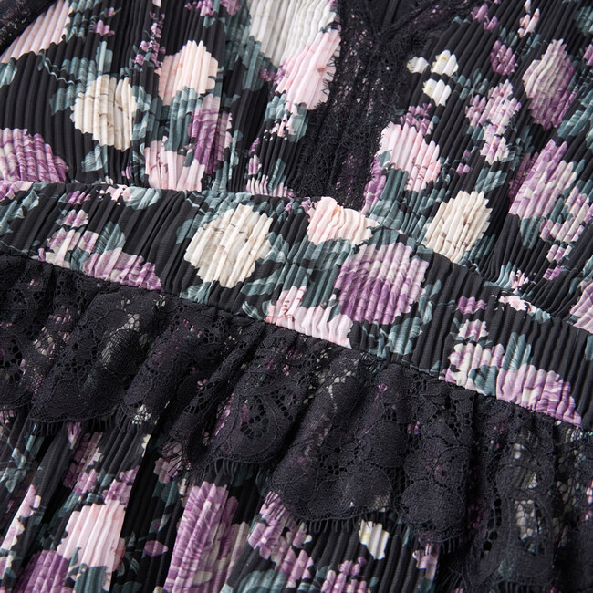 Starlet Sleeve Mini Dress, Black/Floral - Dresses - 6