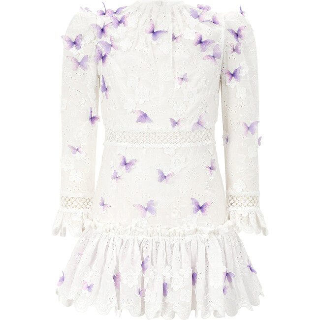 Eve Butterfly Sleeve Mini Dress, Ivory/Lilac