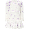 Eve Butterfly Sleeve Mini Dress, Ivory/Lilac - Dresses - 1 - thumbnail