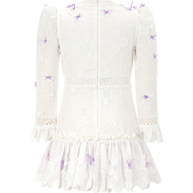 Eve Butterfly Sleeve Mini Dress, Ivory/Lilac - Dresses - 2