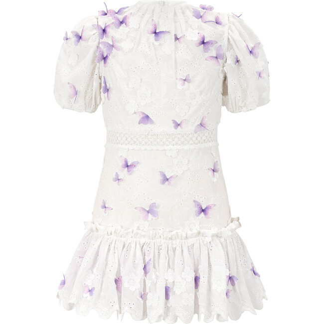Eve Butterfly Mini Dress, Ivory/Lilac