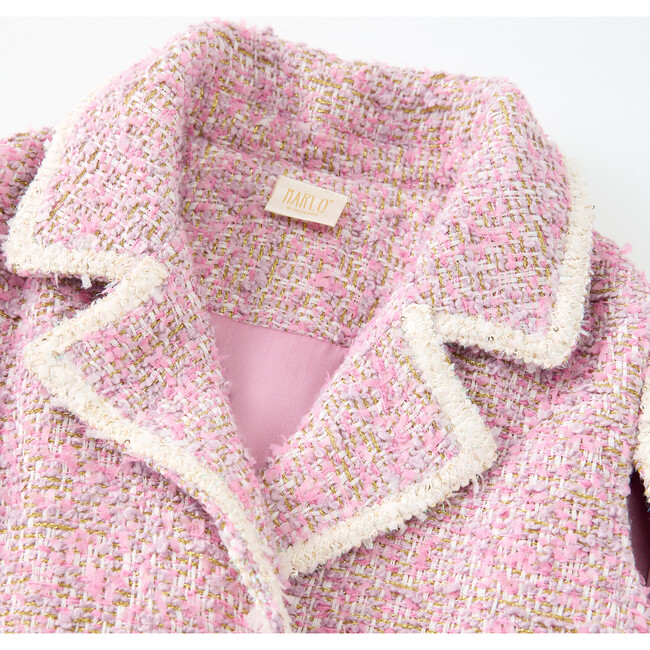 Glimmer Tweed Cape Dress, Pink - Dresses - 3